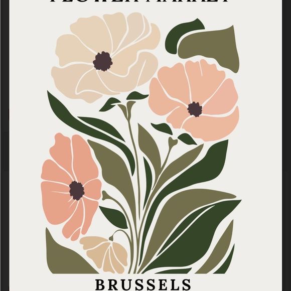 Flower Market Brussels,  Aesthetic Abstract Floral Boho Digital Wall Art Print - Picture 5 of 5